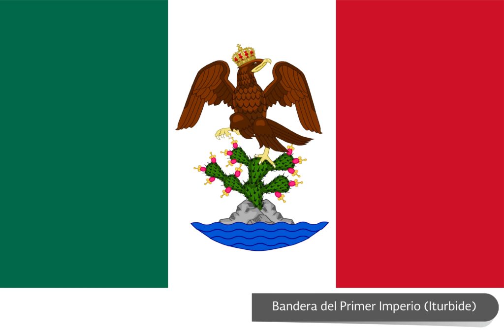 02 Primera Bandera del gobierno de México oficial (Bandera del primer imperio de México)